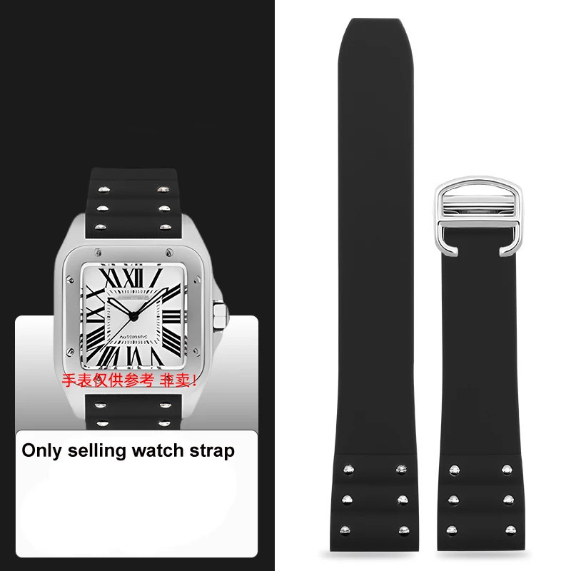 For Cartier Santos strap Silicone bracelet High quality Rubber watchband for Waterproof rubber band 