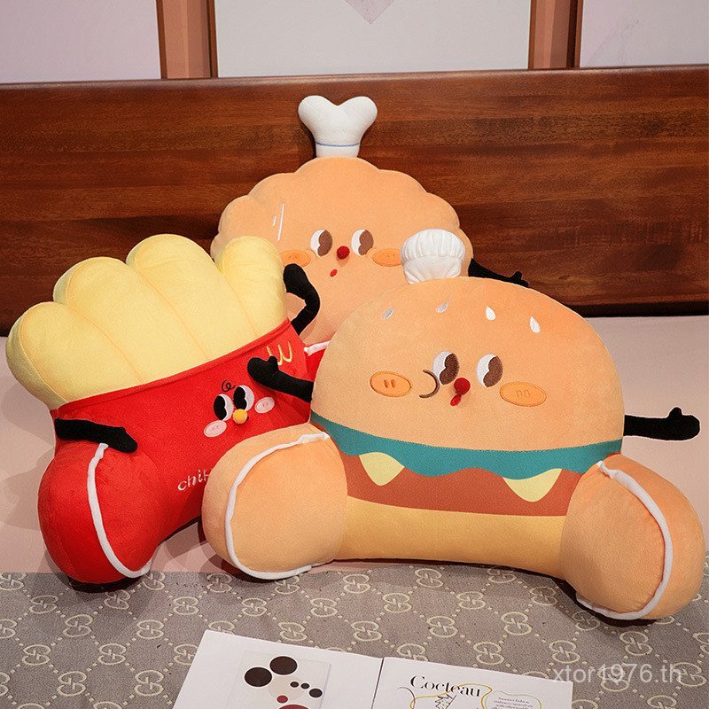 ปาร์ตี้สํานักงานปกป้องอาหารปีใหม่รู้สึกเอวขาไก่โซฟาเบาะ French Fries Rely บน Premium Burger เอวข้างเ