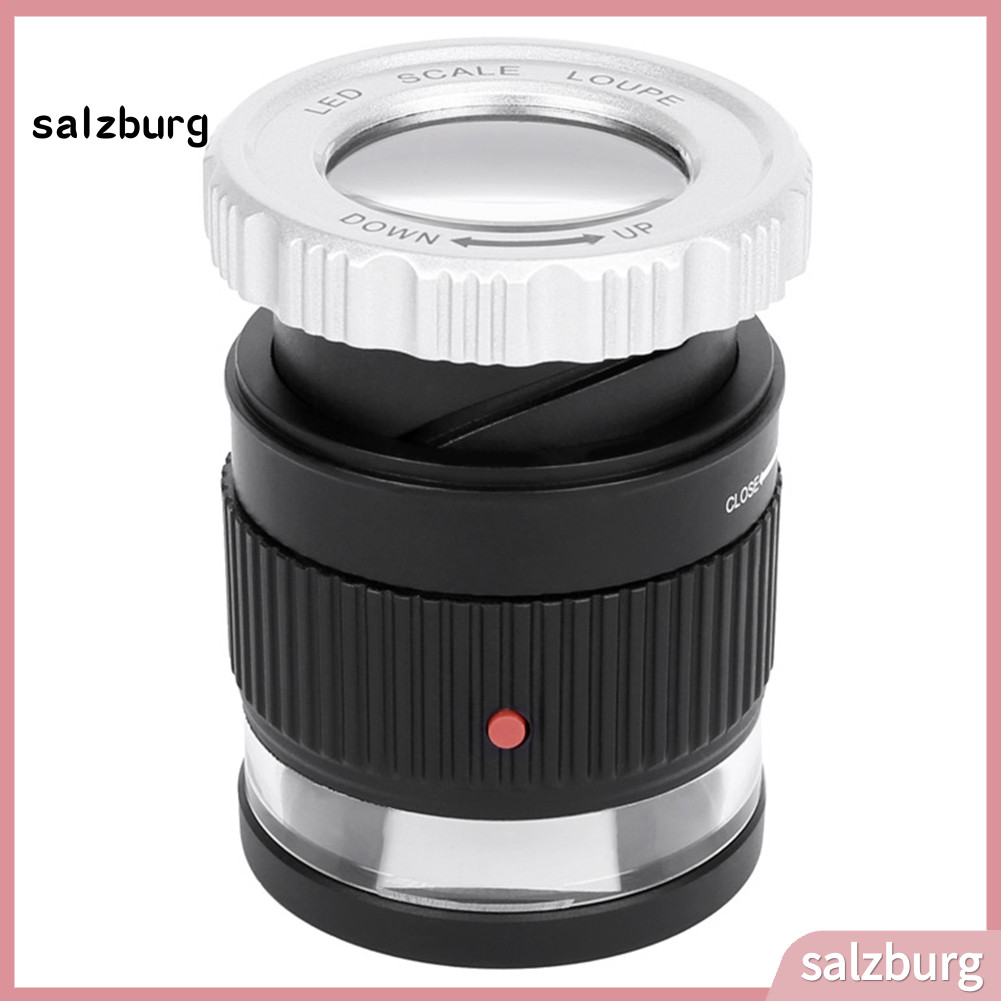 <salzburg> 30X เลนส์แว่นขยายทรงกระบอกแว่นขยายเครื่องประดับ Loupe พร้อมไฟ LED