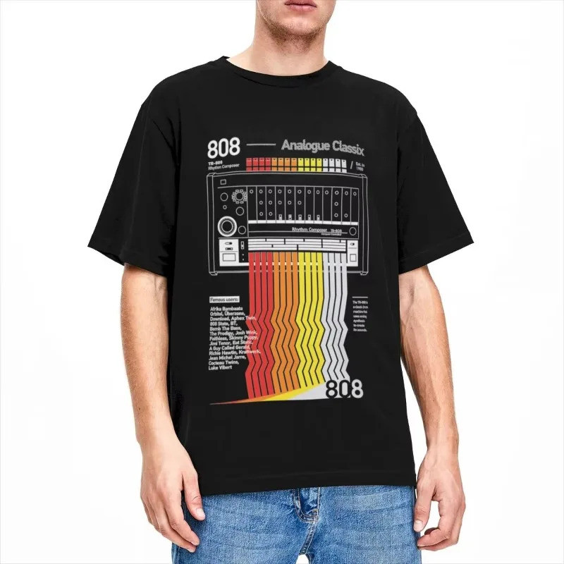 เสื้อยืดผู้ชายผู้หญิง Roland TR-808 TR 808 เสื้อยืดลายดนตรี แฟชั่นวินเทจคลาสสิก คอกลม ไซส์ใหญ่
