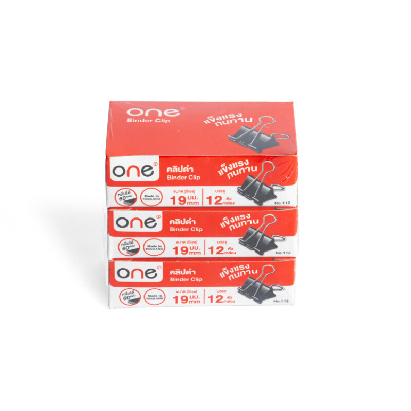 ONE คลิปดำ รุ่น 112 19 มม. (แพ็ค3กล่อง)