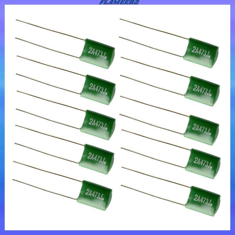 [Flameer2] 10 ชิ้น 0.047/2A473J ตัวเก็บประจุ DIY สําหรับกีตาร์ไฟฟ้าเบสหมวกสีเขียว