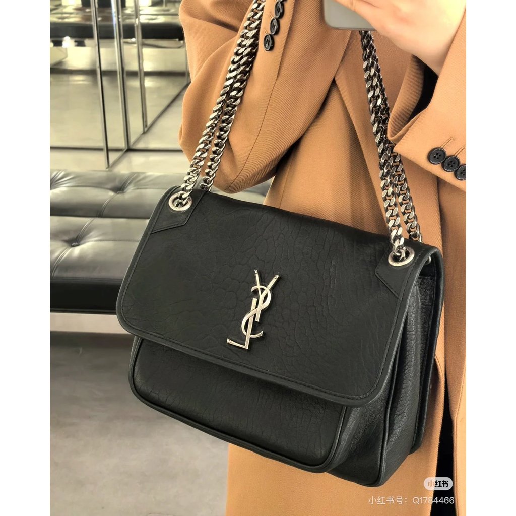 กระเป๋าสะพายข้างสไตล์SaintLaurent โลโก้.Black.Gold