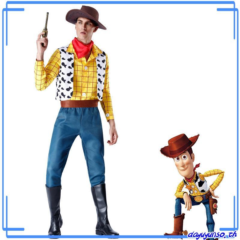 Toy Story Jessie ชุดสําหรับผู้หญิงคาวบอยตะวันตก Woody ชุดสําหรับชายผู้ใหญ่ฮาโลวีนคอสเพลย์เครื่องแต่ง