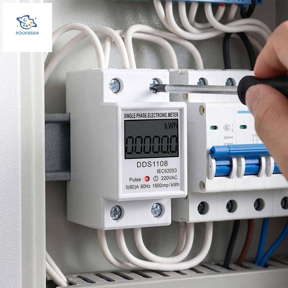 ROOKIEDD4 เครื่องวัดพลังงานไฟฟ้าเฟสเดียว, จอแสดงผล LCD Multi-Function Digital Watt-Hour Meter, AC Sm