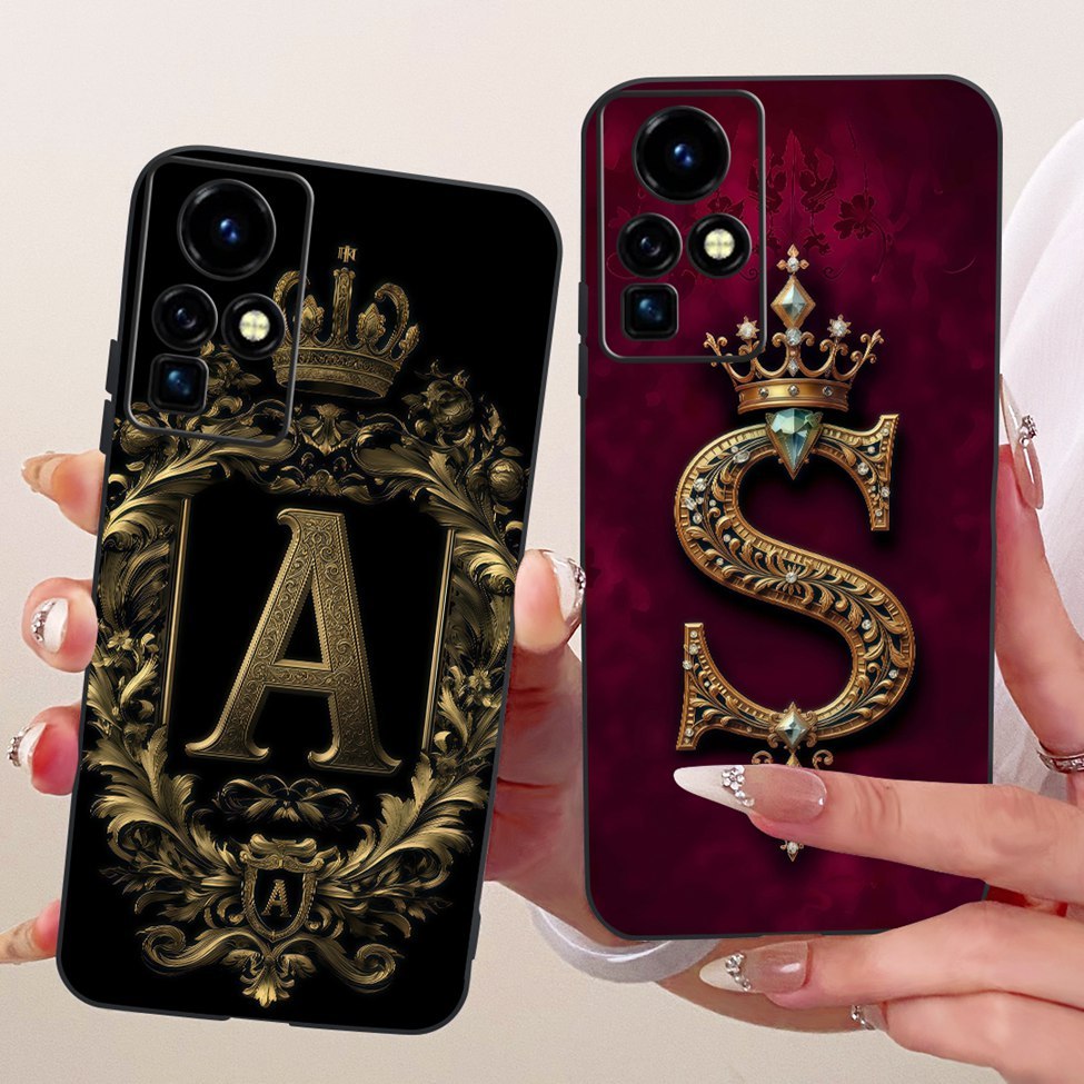 Infinix Zero X Neo เคสซิลิโคนหรูหรา Crown AZ ตัวอักษร 2D รูปแบบแบนปลอกโทรศัพท์แบบนุ่ม Zero X Neo Inf