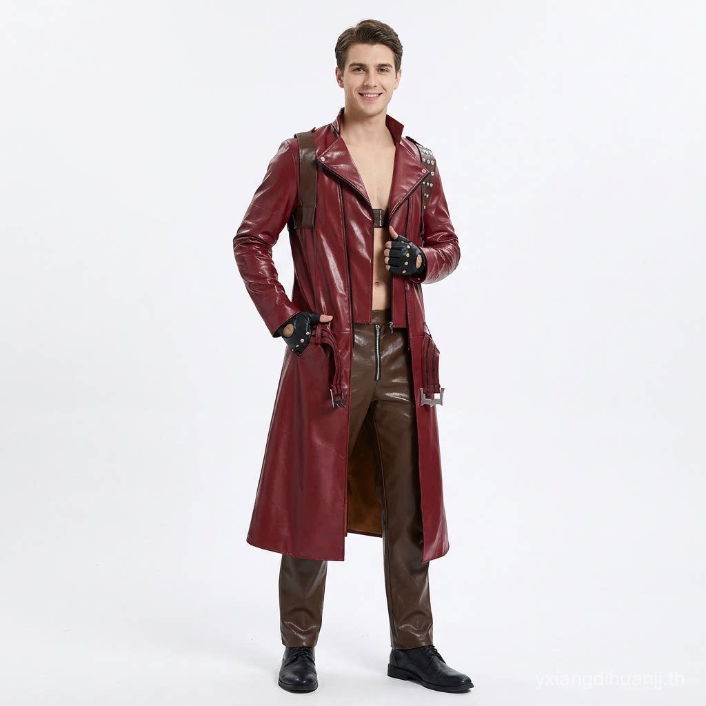 คอสเพลย์ Dante เสื้อหนังสีแดงเหมือนเกม Devil May Cry พร้อมใช้งานจริง