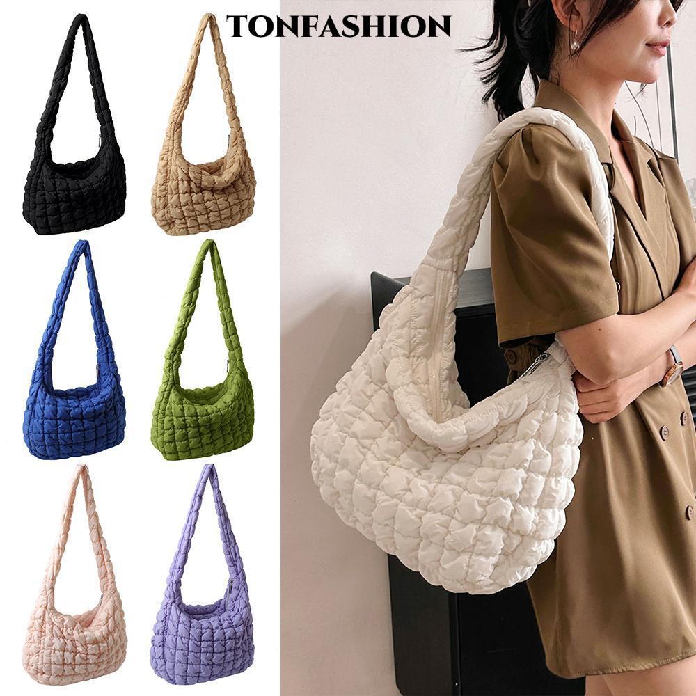 TONFASHION Puffer Tote Bag Y2K Style Quilted Large Shoulder Bag
