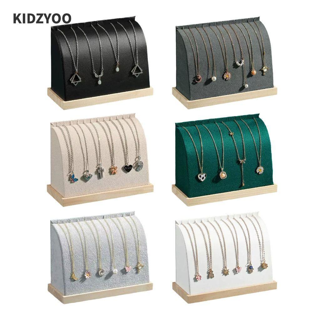 KIDZYOO สร้อยคอขาตั้งตู้โชว์,ไม้กํามะหยี่/PU คอลเลกชันเครื่องประดับ Rack,จี้ Organizer แฟชั่นต่างหูรูป Arc เครื่องประดับแขวนสร้อยคอต่างหูแหวนจี้