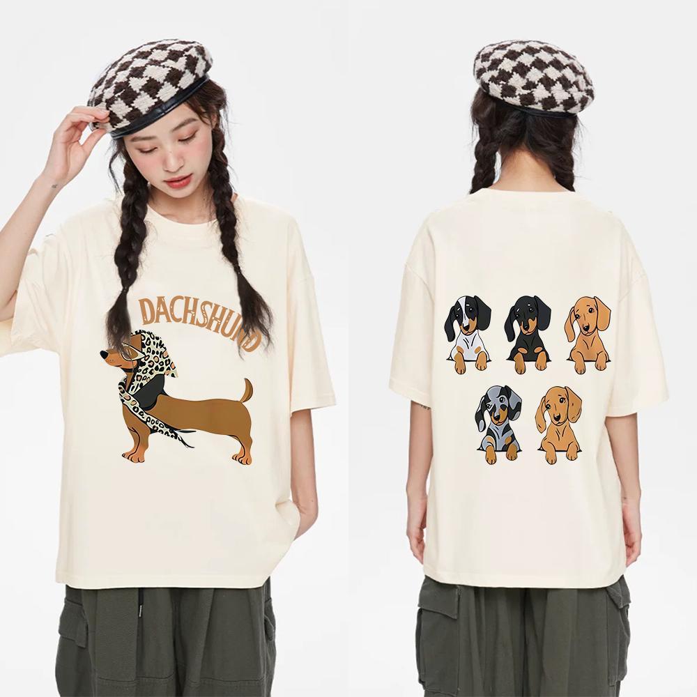เสื้อทูโทน เสื้อน่ารัก สื้อยืด oversize โคตรนุ่ม ผ้า คอตตอน ลาย "DACHSHUND DOG" สินค้าใหม่ ADX0237