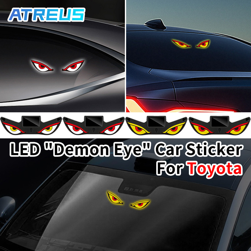 Toyota ไฟตกแต่งรถยนต์ LED ไฟ LED รถยนต์ สติ๊กเกอร์ไฟดวงตาปีศาจแบบไดนามิก สำหรับ Toyota Fortuner Camry Hilux Yaris Corolla Cross Altis Supra CHR Wish Revo Yaris ATIV Yaris Cross Veloz Prius Innova Hiace