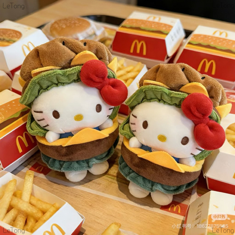 Burger Hello Kitty Charm Sanrio Cute Burger Bag Hello Kitty Doll กระเป๋าเป้นักเรียนหญิงเครื่องประดับ