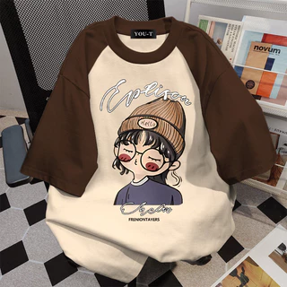🌷Su.Tee🌷 เสื้อทูโทน oversize เสื้อสตรีท เกรดพรีเมียม เสื้อคอตตอน ไม่หดตัว ใส่สบาย ลาย "Hat girl"