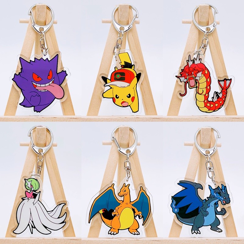 พวงกุญแจอะคริลิค จี้การ์ตูนโปเกมอน Bikachu Lucario กระเป๋าเป้สะพายหลังสองด้านแขวน