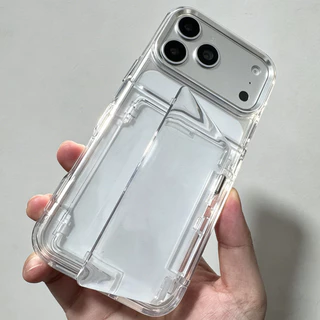 หรูหราโปร่งใสพลิกประเภทผู้ถือบัตรสําหรับiPhone 17 Pro Max 17 Air 16 Pro Max 15 14 13 Pro Max 15 16 Plus 12 Pro Max 11 15 Pro MaxกันกระแทกTPU + อะคริลิคเคสโทรศัพท์ใส
