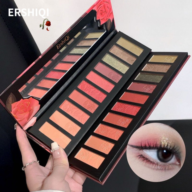 ERSHQI Rose Ten Color Eye Shadow Girls Pearl Matte Earth Color Eye Shadow Plate