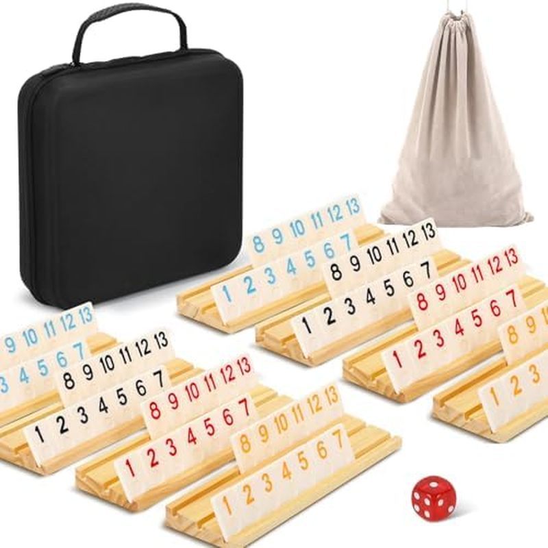 2-6 Players Rummy Game Gifts, Easter Gifts/Easter Basket Stuffers for Adults, Rummy Game W/ 6 Wooden