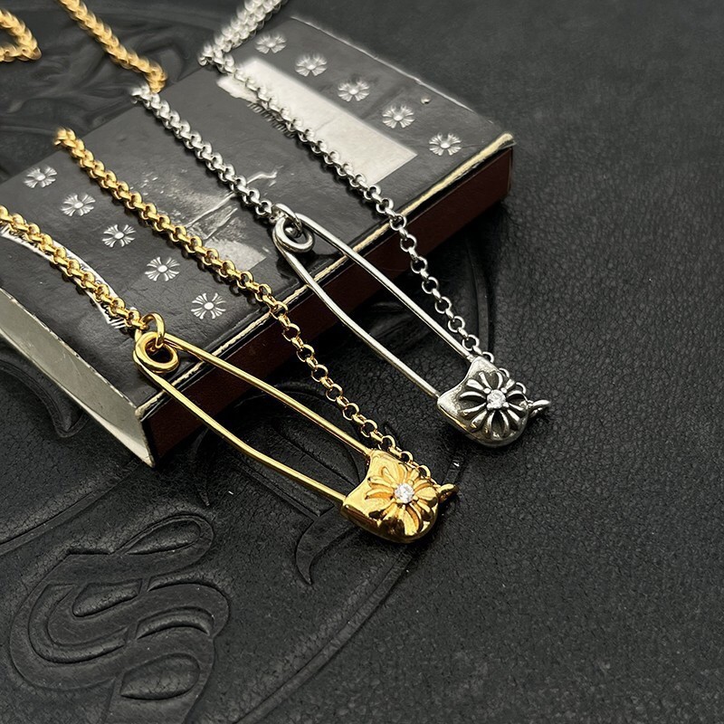 สร้อยคอ/แฟชั่น All-Match 22K Gold Plated Pin สร้อยคอ