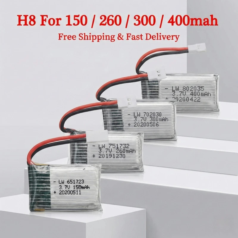3.7V 150mAh 260mAh 300mAh 400mAh Lipo Battery for RC Plane FX620 FX820 F22 SU57 Mige530 Glider Remot