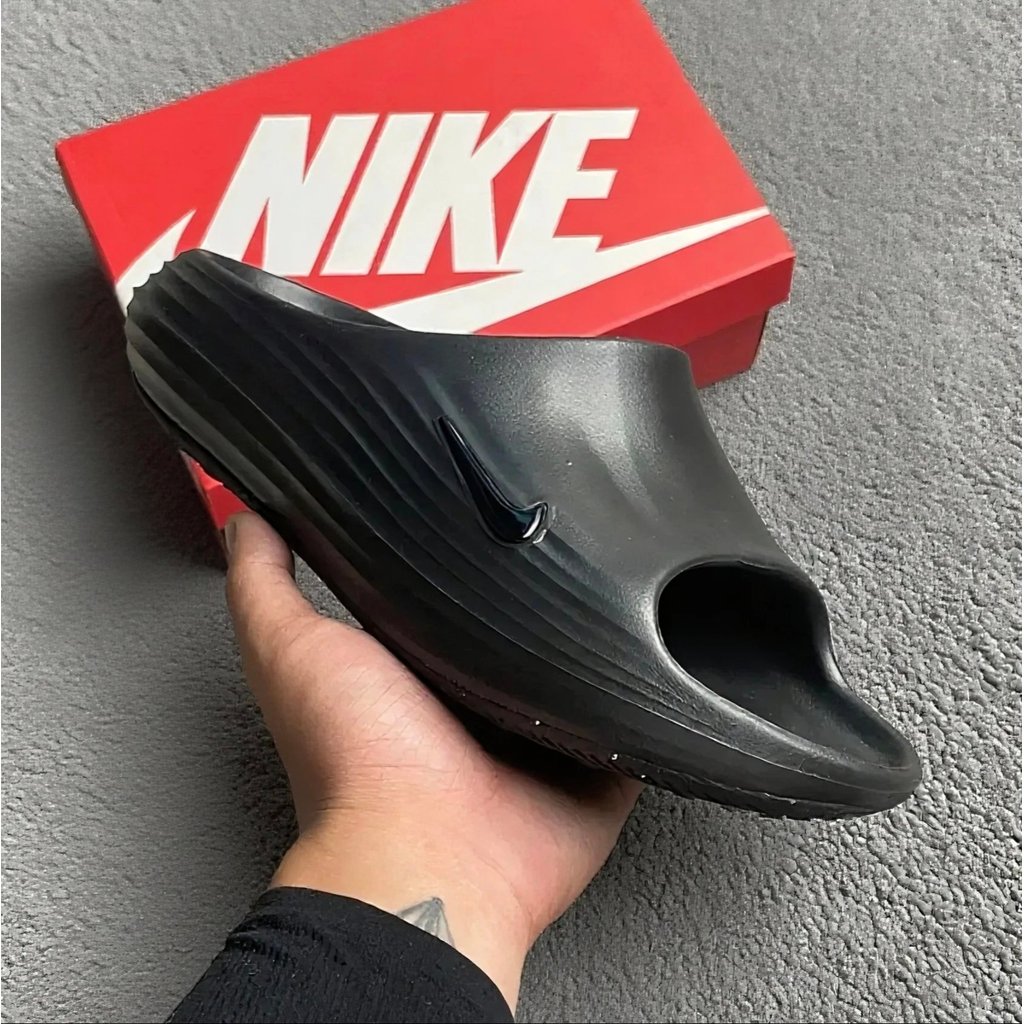 VE2J คลังสินค้าพร้อม Real Shot NK Nike ReactX Rejuven8 สไลด์ Barely โวลต์แฟชั่นสบายยาง Sole Anti-Sli