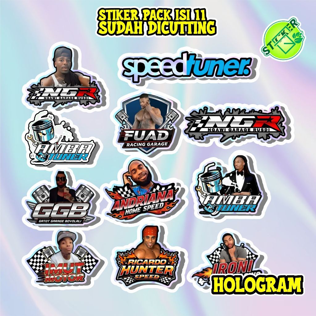 สติ๊กเกอร์แพ็ค 11 โฮโลแกรม Ngr Ngawi Garage Rusdi Amb Tuner Ironi Speed Racing สติ๊กเกอร์