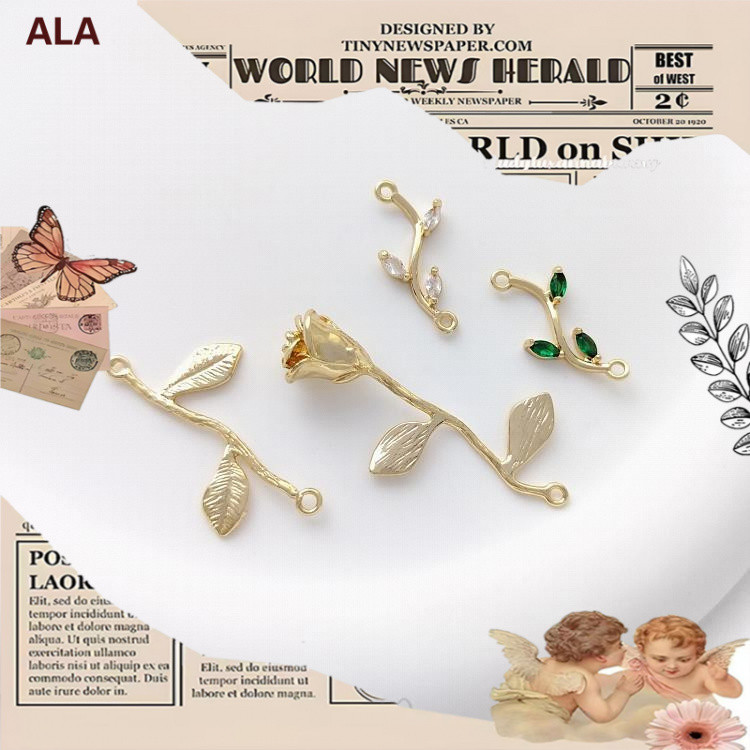 【💖ALA เครื่องประดับ DIY💖】จี้สร้อยคอ ต่างหู สร้อยข้อมือ ทอง 14k รูปใบไม้ ประดับเพทาย สีเขียวกุหลาบ DIY[จี้ชาร์ม/จี้/จี้สร้อยคอ/จี้ ทองคํา/จี้ทองคําแท้/เครื่องประดับสร้อย/เครื่องประดับสร้อยคอ/pendant]