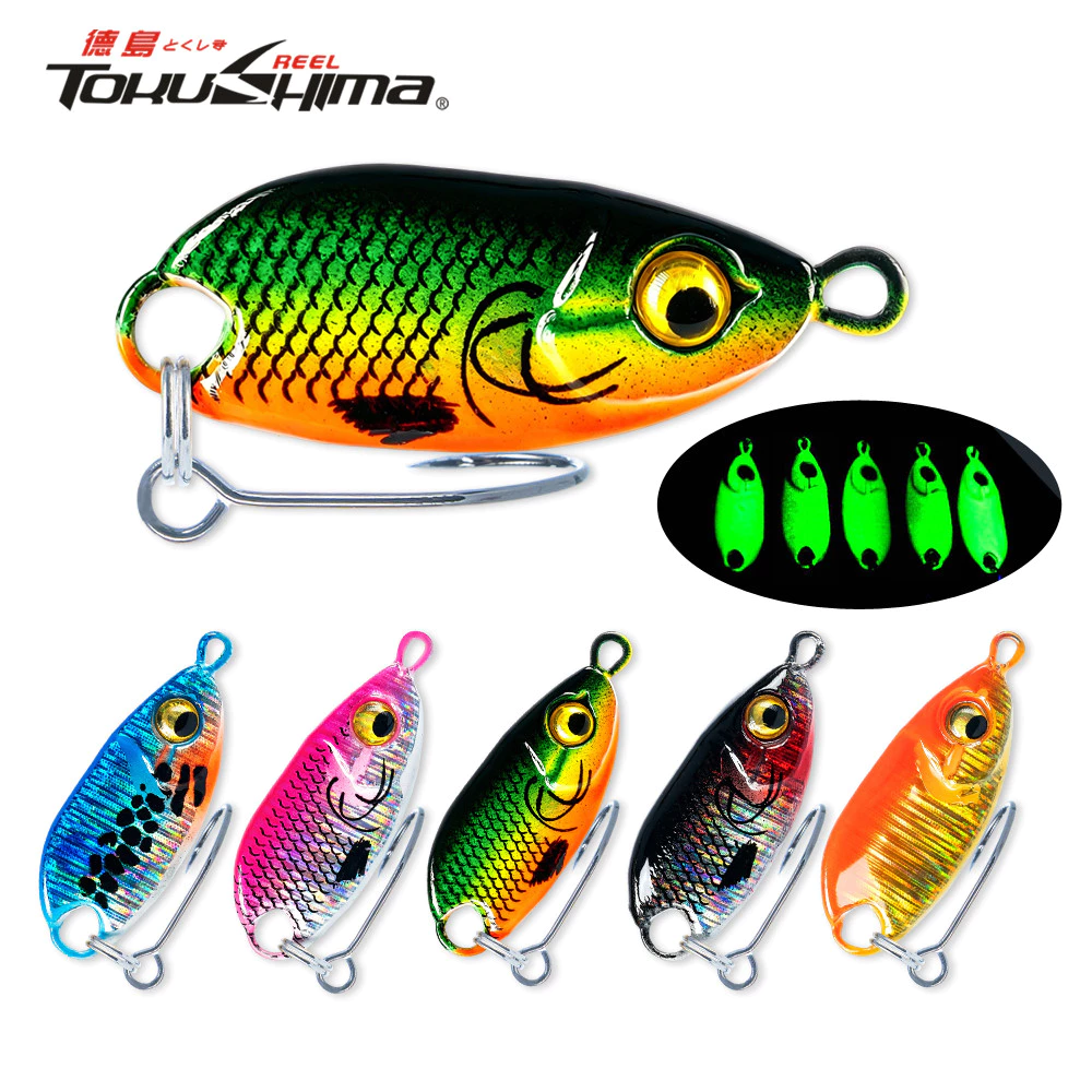Micro Spoon Fishing Lure 3g 5.5g Luminous เลื่อม Sinking Casting เหยื่อตะขอเดี่ยว