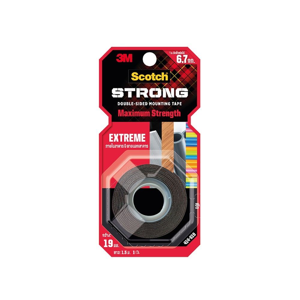 [สินค้าส่งด่วน] 3Mสก็อตซ์เทปสองหน้าแรงยึดติดสูง19มมX1.5ม 3M SCOTCH EXTREME TAPE 19MMX1.5M