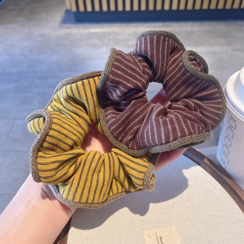 Simple Contrast สีลายถัก Scrunchy ผม Tie ผม Tie Preppy สไตล์ High-End Ball Head Tie หญิงยางรัดฤดูร้อนโปรโมชั่น] 4.2