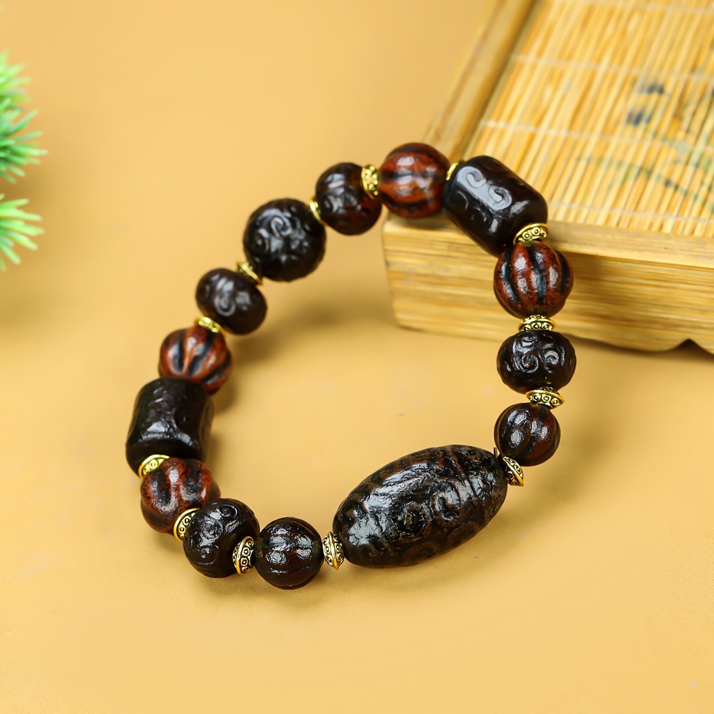 Retro Pulp Dzi ลูกปัดสร้อยข้อมืออาเกต Multi-Beads สร้อยข้อมือ Unisex