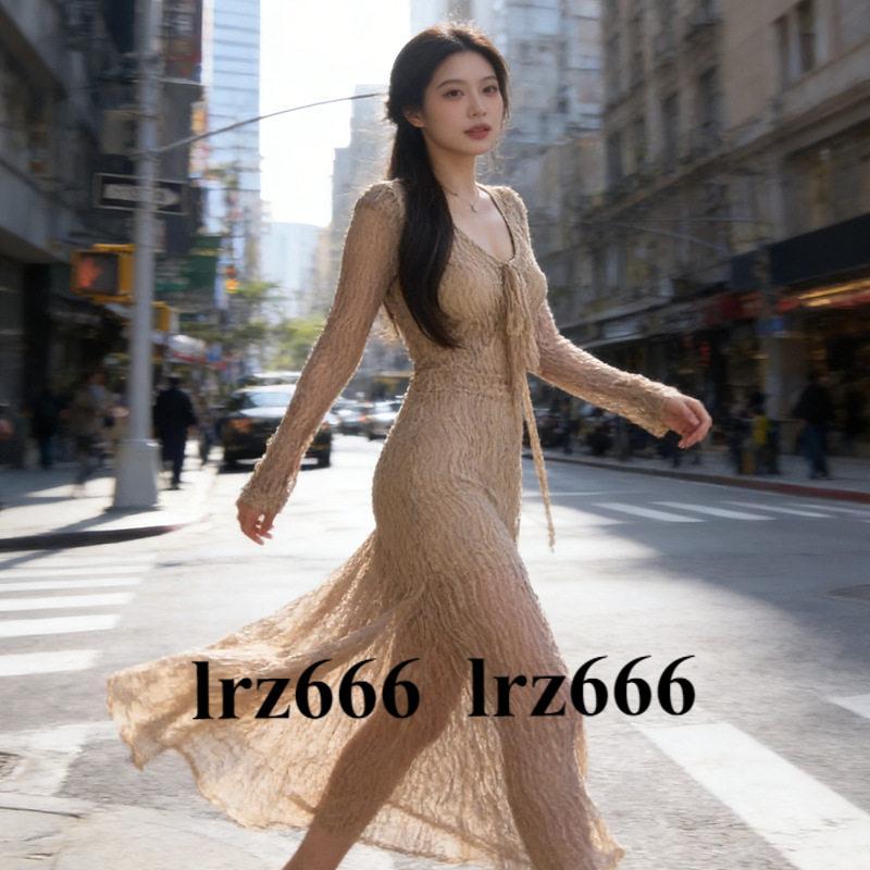 [lrz666] ขนาดใหญ่หลอก-แม่ข้ามแต่งตัวสไตล์อ่อนโยนแขนยาวชุดเซ็กซี่แคบ-เอว Slimmer ดู Bo