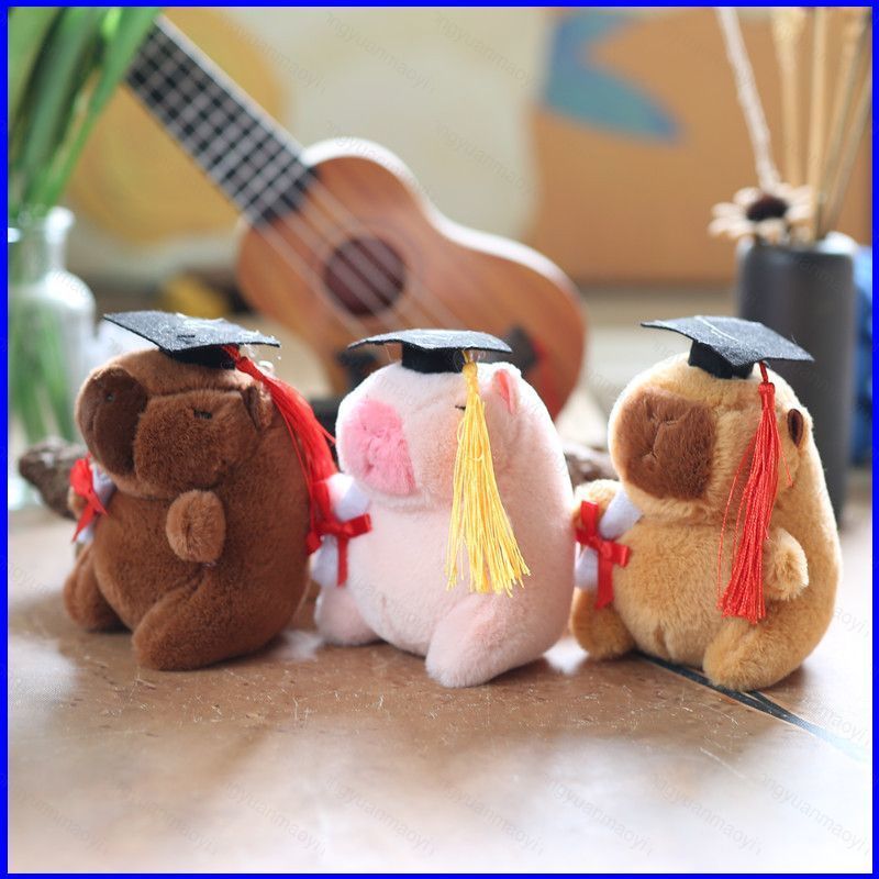 ZY1 น่ารัก Capybara สําเร็จการศึกษาหมวกตุ๊กตาตุ๊กตาของขวัญสําเร็จการศึกษาสําหรับเพื่อนกระเป๋าจี้พวงก