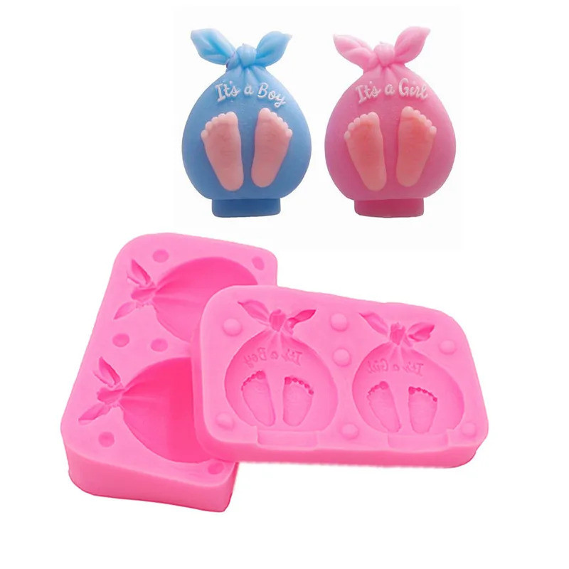 Children's Party Birthday Candles 3D 3D Baby Footprints Silicone Mould Children's Party Cake Chocola