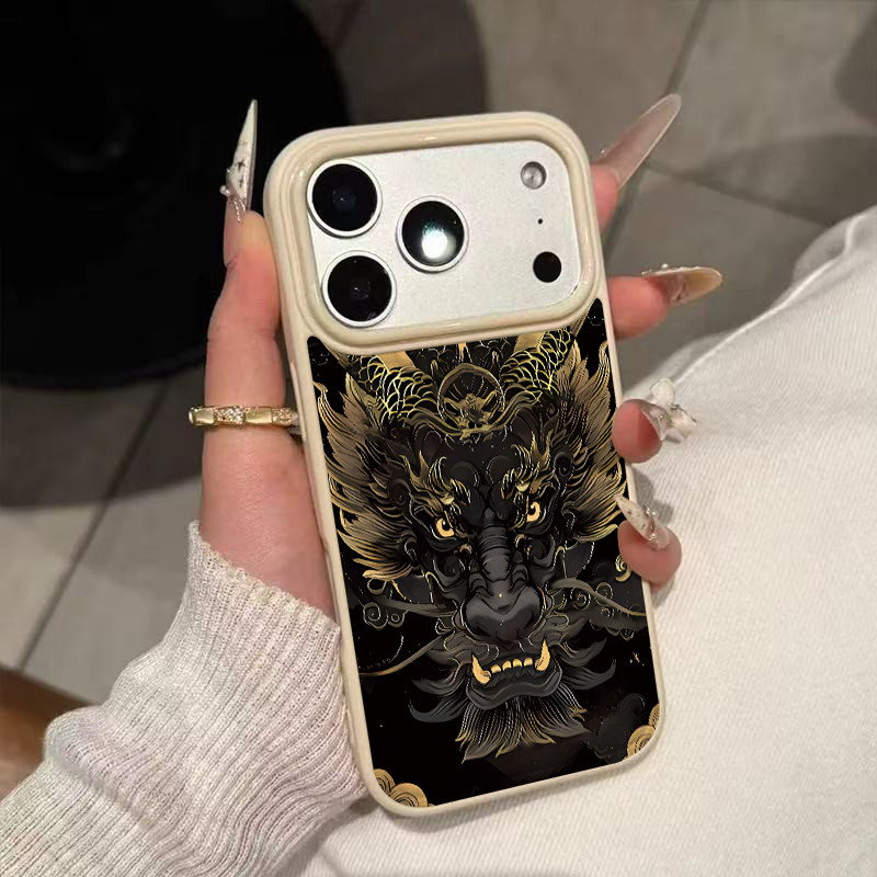เคสหนัง PU มังกรทอง สไตล์คลาสสิกสําหรับ iPhone 17/16/15/14/13/12/11/X/XS Max
