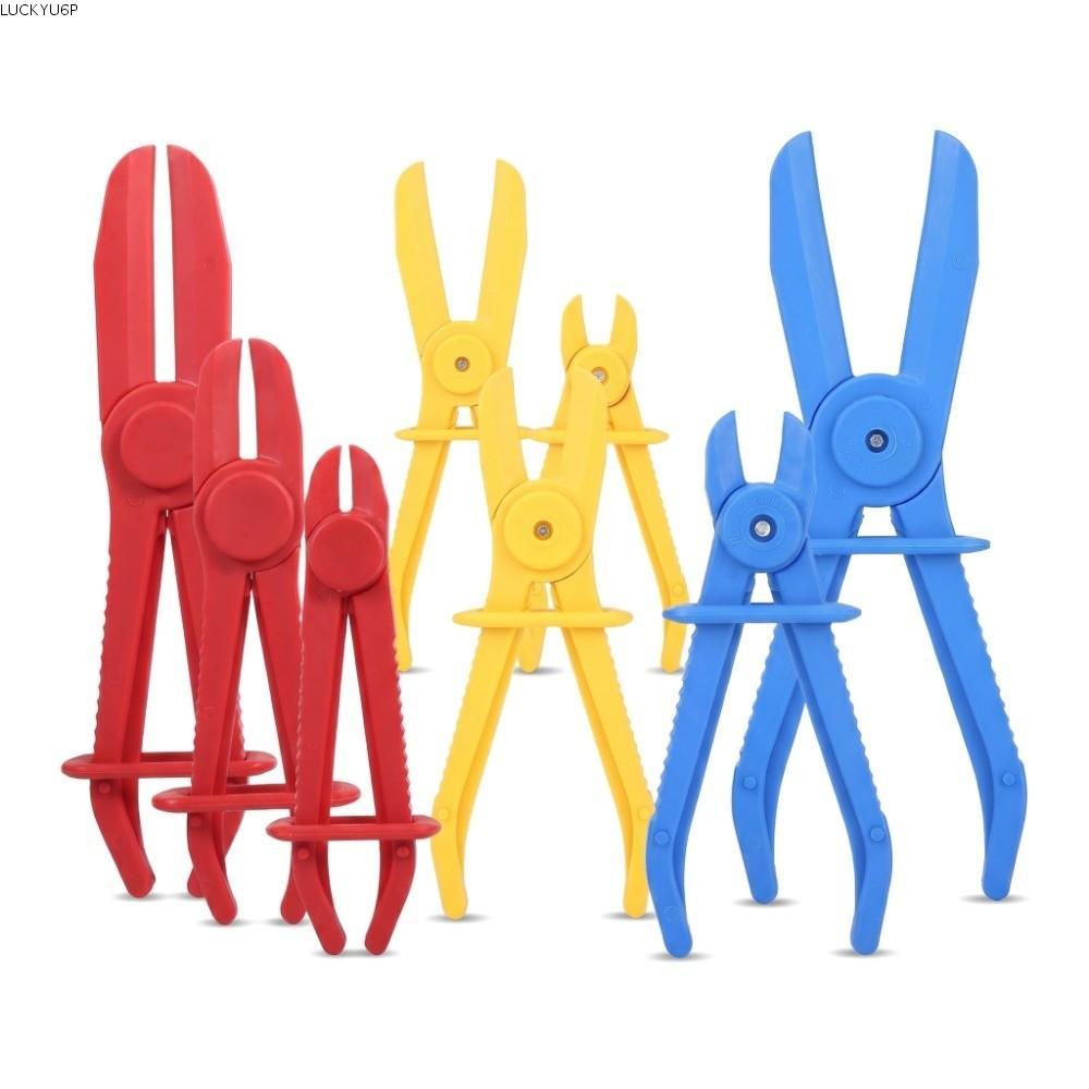 LUCKYU6P 3PCS คีมหนีบสาย, ทนความร้อนสีแดงสีฟ้าสีเหลืองท่อคีมหยิก, Professional Nonsinduction Secure 