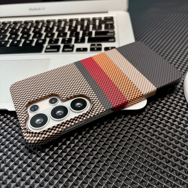 SAMSUNG หรูหราบางเฉียบคาร์บอนไฟเบอร์แม่เหล็กเคสโทรศัพท์สําหรับSamsung Galaxy S26 S25 S24 S23 Plus Ultra FEไร้สายชาร์จSlim Cover