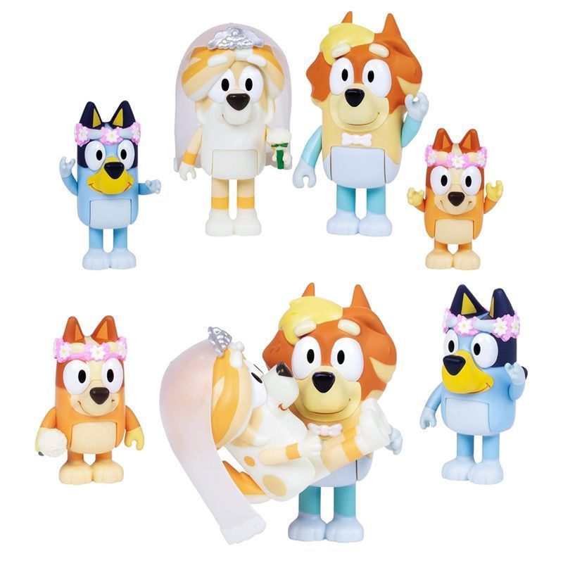 Bluey Bluey และ Friends4 ชุดแต่งงานชุดสี่ชิ้น Bluey และ Friends4 เครื่องประดับของเล่น