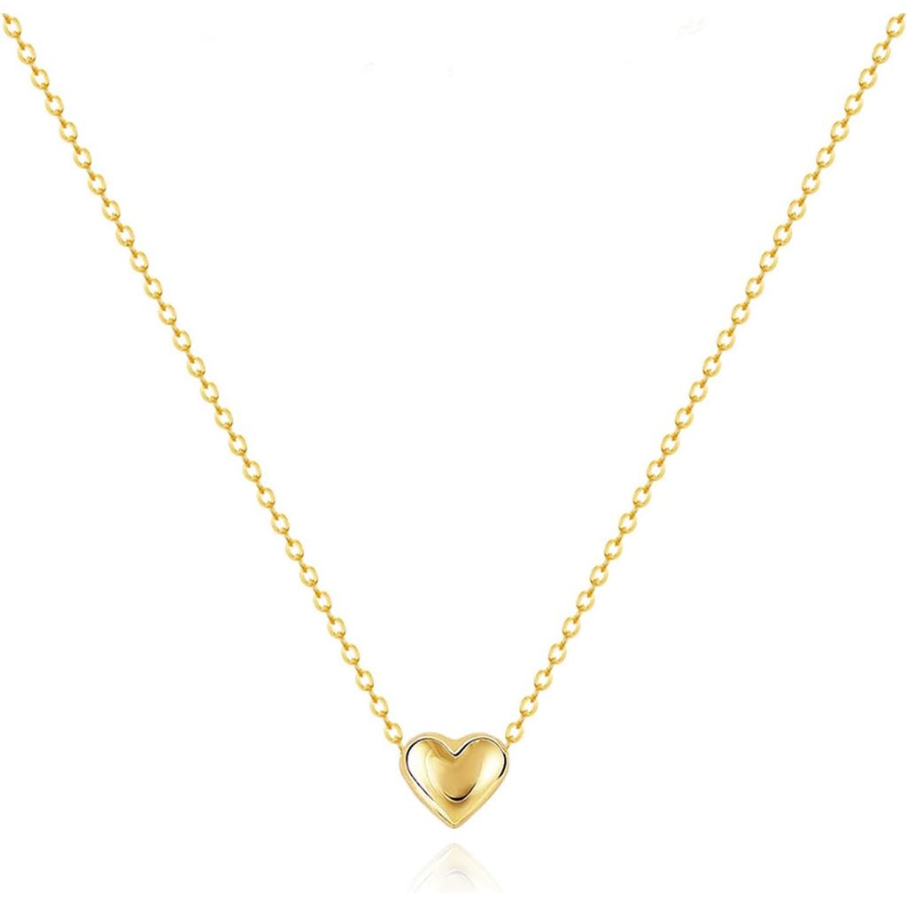 Zeffy Dainty Gold Heart สร้อยคอผู้หญิงอินเทรนด์ 14K Gold/Silver แผ่นน่ารักจี้หัวใจ Choker สร้อยคอ Go