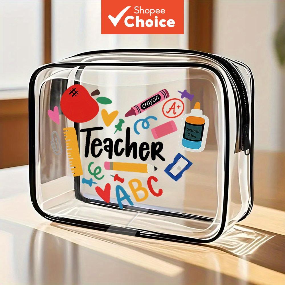 กระเป๋าผ้าโท้ทพิมพ์ลายหัวใจและ TEACHER เหมาะสําหรับเป็นของขวัญให้ครู ใช้งานได้ดีในชีวิตประจําวัน ชายหาด หรือโอกาสพิเศษ