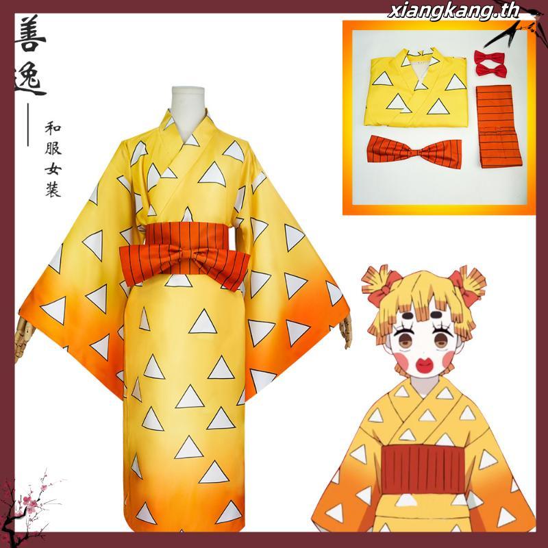 Demon Slayer Agatsuma Zenitsu Inosuke cosplay Costume ชุดกิโมโนอะนิเมะ Anime  Set Flower Street Chap