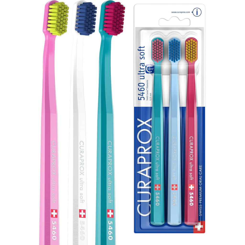 Curaprox CS 5460 แปรงสีฟันขนนุ่มพิเศษ – สําหรับฟันและเหงือกที่บอบบาง | การกําจัดโล่ที่อ่อนโยน | 3-หี