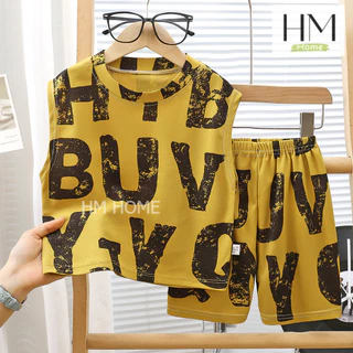 ชุดเซ็ตเสื้อกล้ามเด็ก ชุดเด็กแฟชั่น เซ็ต 2 ชิ้น ลายตัวหนังสือสุดเท่
