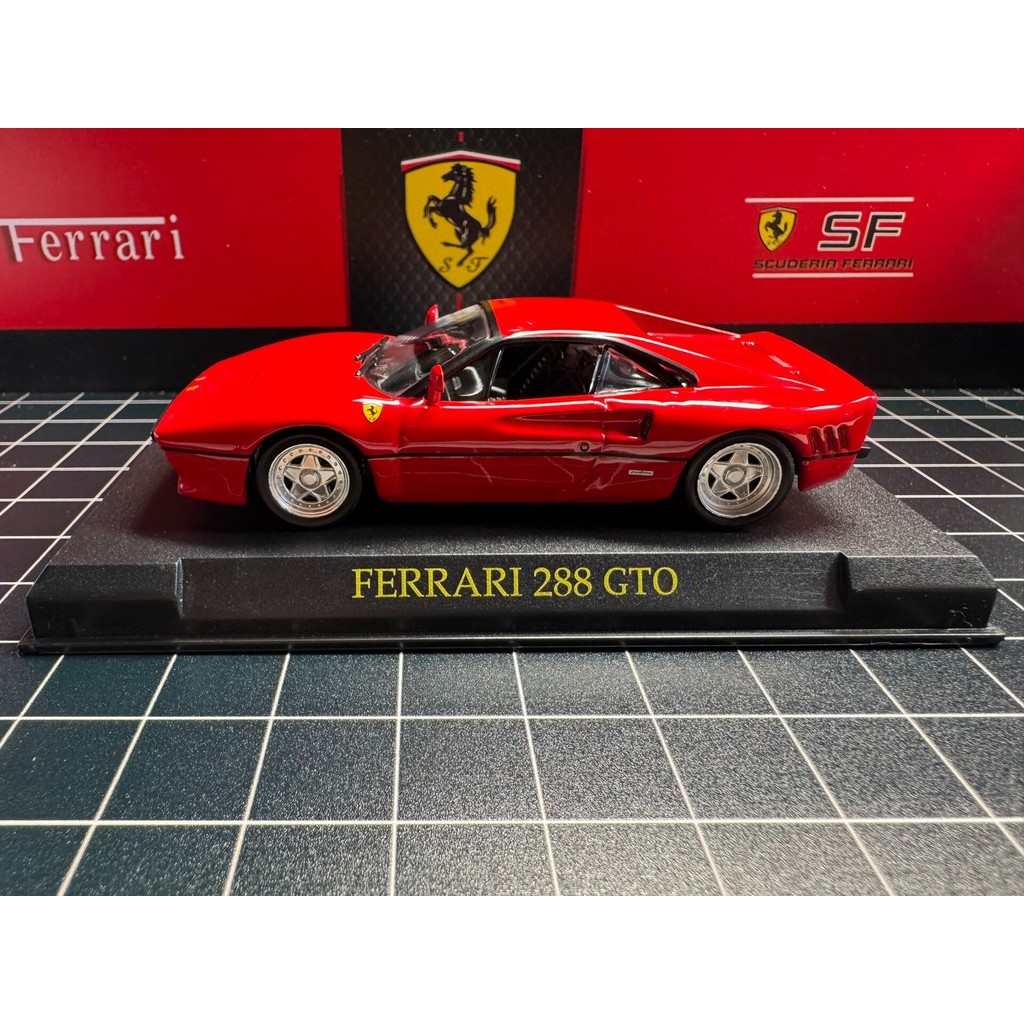 เฟอร์รารีเฟอร์รารี288รุ่นอัลลอย gto,1/43ขนาด,สีแดง,ฐานพร้อมตัวอักษร ความกลัว 288 gto.วัสดุโลหะผสม,ใน