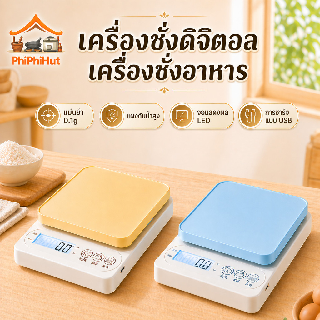 PPH เครื่องชั่งน้ำหนักดิจิตอล ตาชั่ง เครื่องชั่งกาแฟ แม่นยำ0.1g จอLED แผงกันน้ําสูง การชาร์จแบบ กิโลดิจิตอล