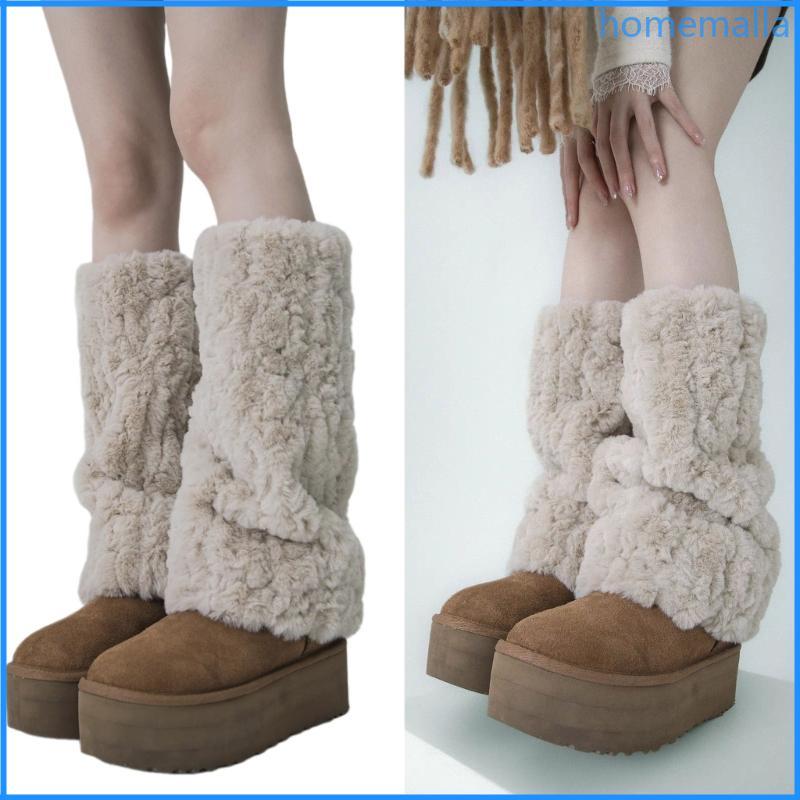 HO ผู้หญิง Faux Furs ขาอุ่นปาร์ตี้เครื่องแต่งกาย Warm Fuzzy ขาอุ่น Boot Cuffs ฝาครอบ