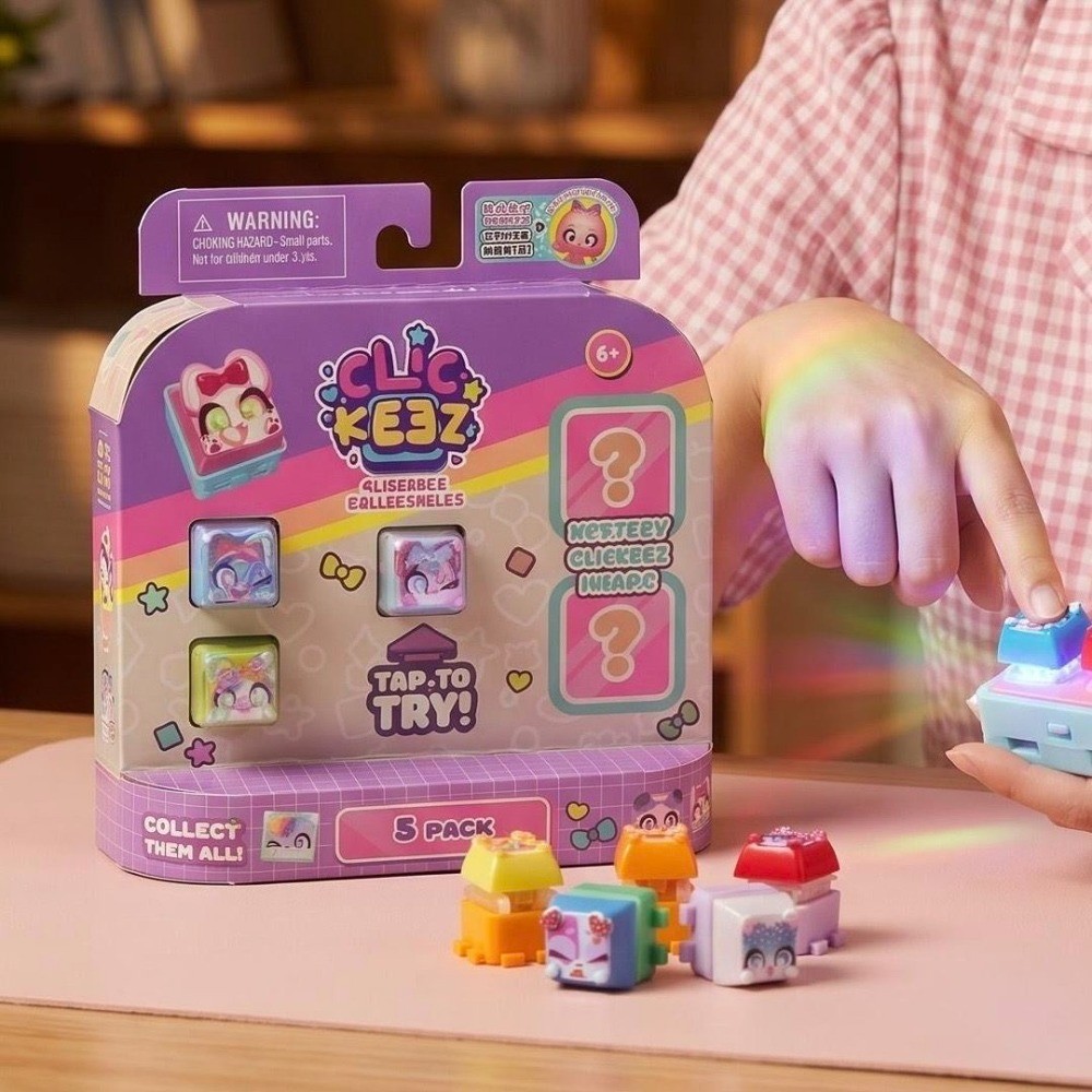 Clickeez สะสมน่ารัก Keycap กล่องตาบอดเรืองแสง Fidget ของเล่นพวงกุญแจของขวัญ