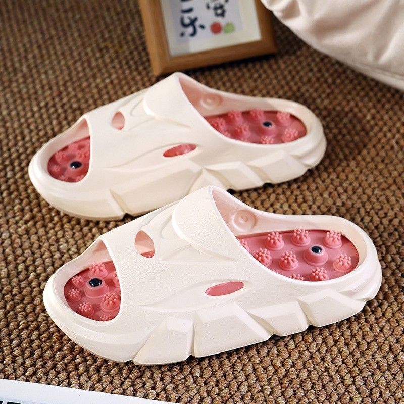 Mi Mi Mi Mi Middle Home Anti-slip Foot Press รองเท้าแตะผู้หญิงฤดูร้อนแม่เหล็กกดยืด Active San