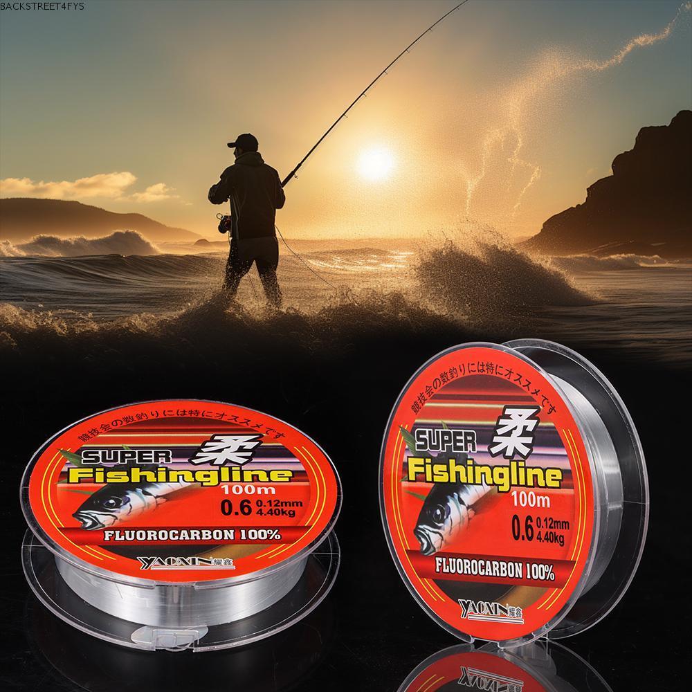 BACKSTAGERET4FC3 100m 100% Fluorocarbon Nylon PA ทนทานสายไฟเชือกแข็งแรง 0.8-6LB Tackle Wire