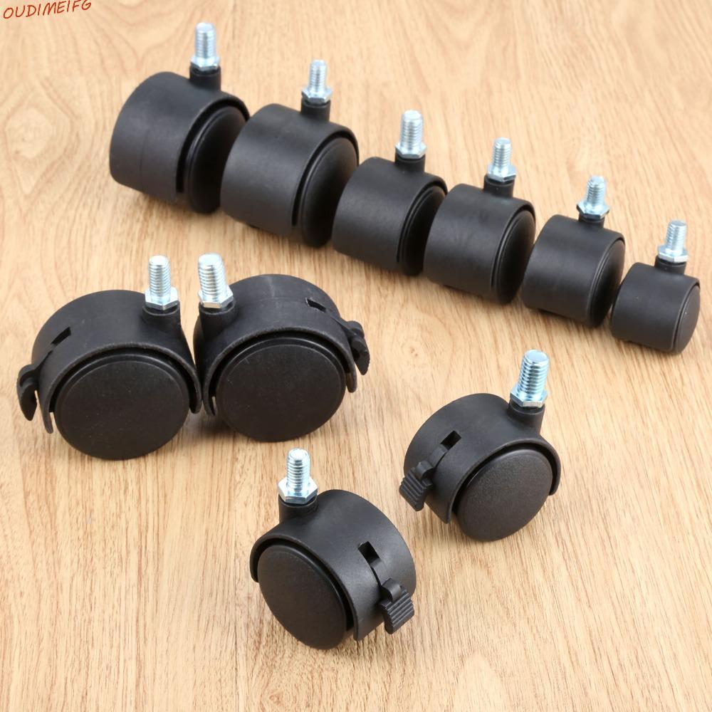 OUDIMEIFG เก้าอี้สํานักงานล้อหมุนแผ่นไนลอนเลื่อนหมุน M8 สกรู Universal 4 ชิ้นเฟอร์นิเจอร์ล้อ