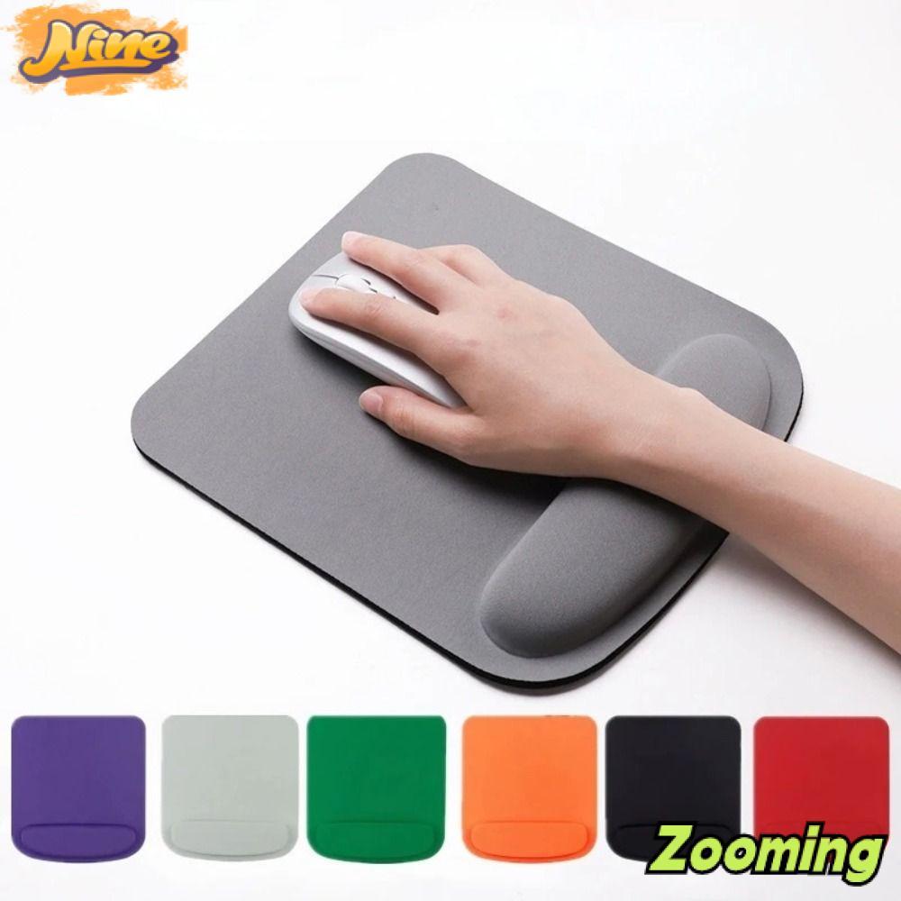 ZOOMING แผ่นรองเมาส์รองข้อมือ, อุปกรณ์สํานักงานสีทึบ แผ่นรองเมาส์สํานักงานสําหรับเล่นเกม, แผ่นรองเมาส์โต๊ะฟองน้ําหนา EVA